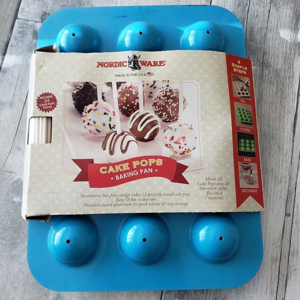 NWT - Nordic Ware Cake Pop Pan with 24 6" sticks